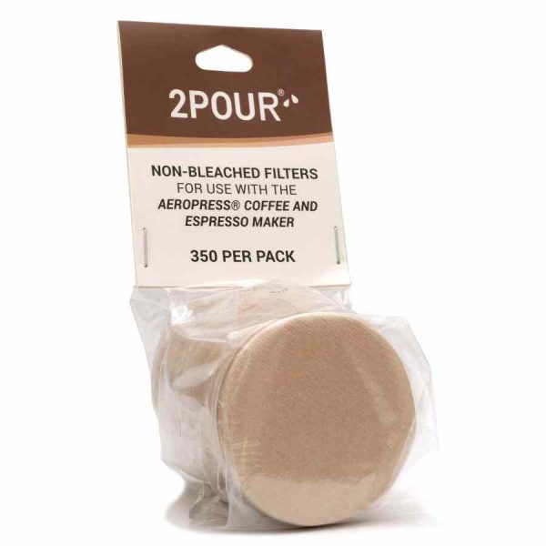 Compre agora: Filtros de café não branqueados 2POUR® para AeroPress com 350 unidades, para um café perfeito em casa. Qualidade premium!
