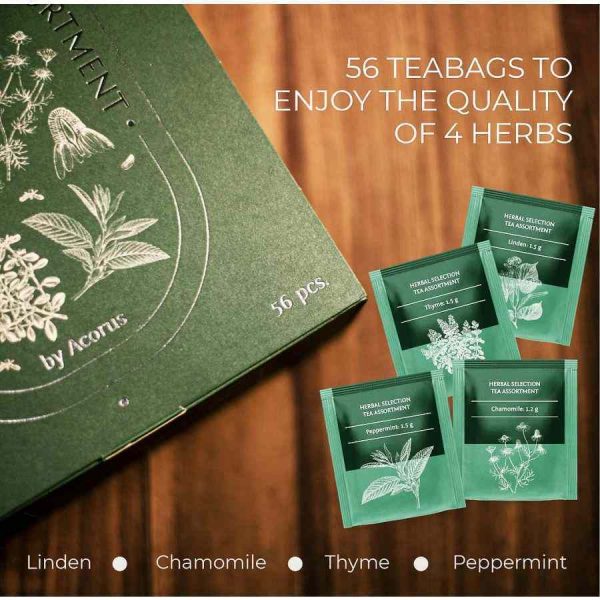 Conjunto de chá Acorus Herbal Selection, 56 saquetas de chá - Uma seleção premium de chás para momentos especiais