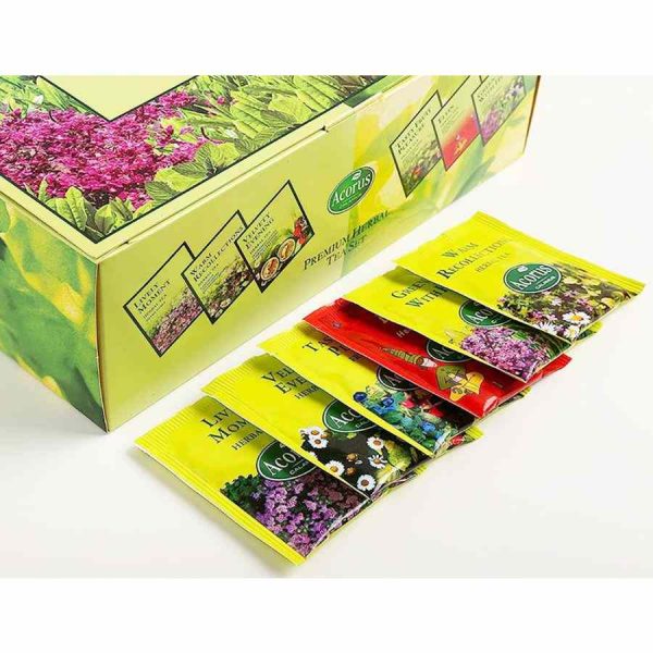 Chá de ervas Acorus Premium: Conjunto de 60 saquetas de chá de qualidade superior para comprar online. Aproveite!