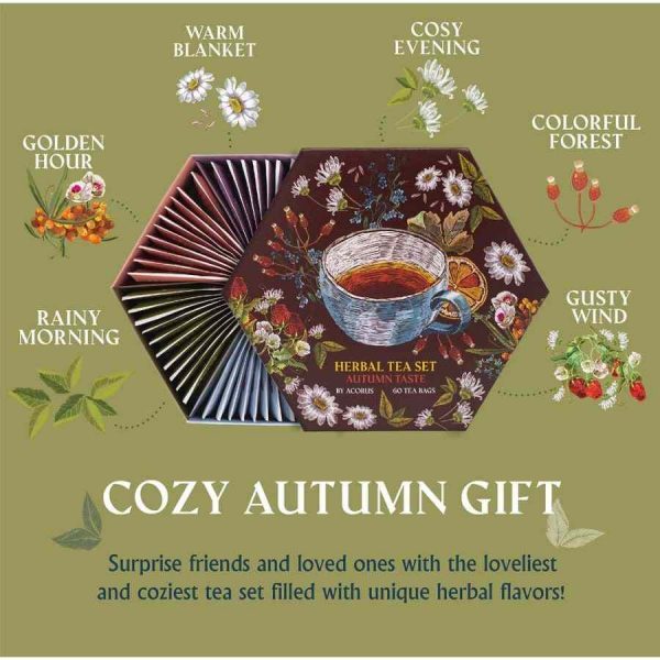 Conjunto de chá Acorus Tea Autumn Taste, 60 saquetas de chá - Delicie-se com a variedade e qualidade deste conjunto de chá premium. Aproveite o outono com o delicioso sabor do chá Acorus Tea. Ideal para os amantes de chá!