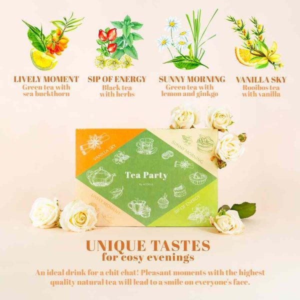 Chá Acorus premium: 40 saquetas de chá, mistura refinada. Desfrute de momentos únicos com este conjunto de chá exclusivo. Ordene agora!