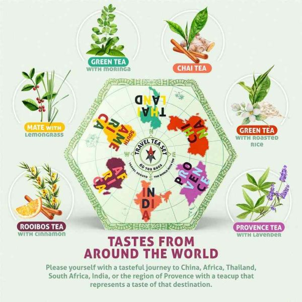 Conjunto de chá de viagem Acorus, 60 saquetas de chá - Aromas requintados para desfrutar em qualquer lugar. Chá premium em embalagem prática. Compre já!
