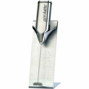 Espumante de leite em aço inoxidável Aerolatte com suporte - Prepare cremosas espumas de leite em casa com este utensílio premium. Ideal para baristas caseiros!