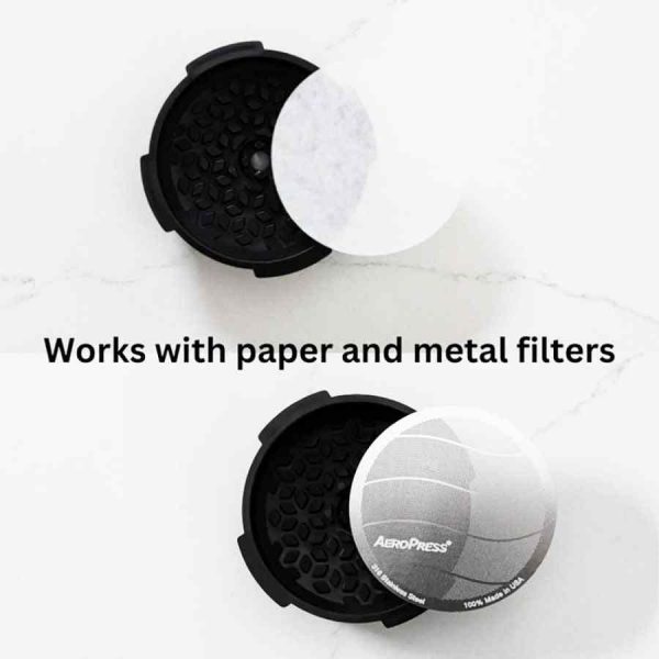 Tampa de filtro exclusiva para AeroPress, regula o fluxo de café - Acessório premium para melhorar o seu café em casa.