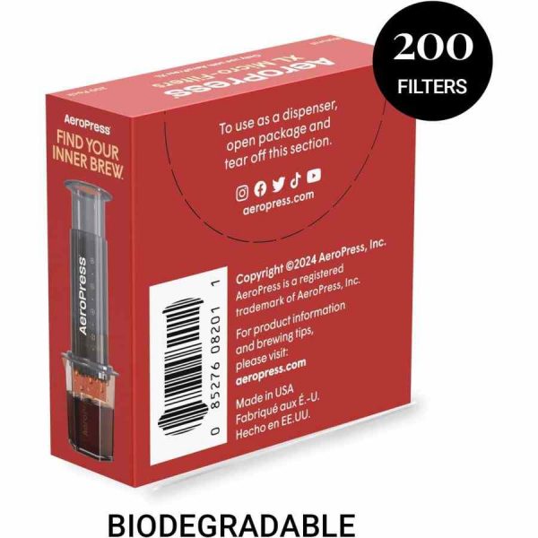 Microfiltros naturais de alta qualidade para AeroPress XL - Pack de 200 unidades - Compatível com cafeteiras AeroPress XL. Ideal para filtrar o seu café!