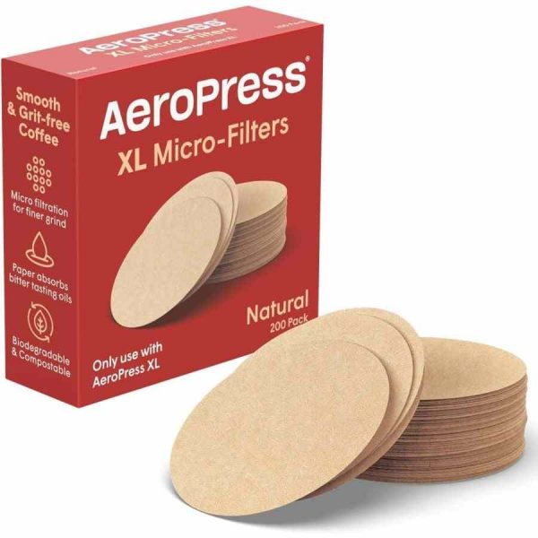 Microfiltros naturais AeroPress XL 200 unidades - Filtros premium para café fresco. Compatível com AeroPress XL. Ideal para preparação de café artesanal.