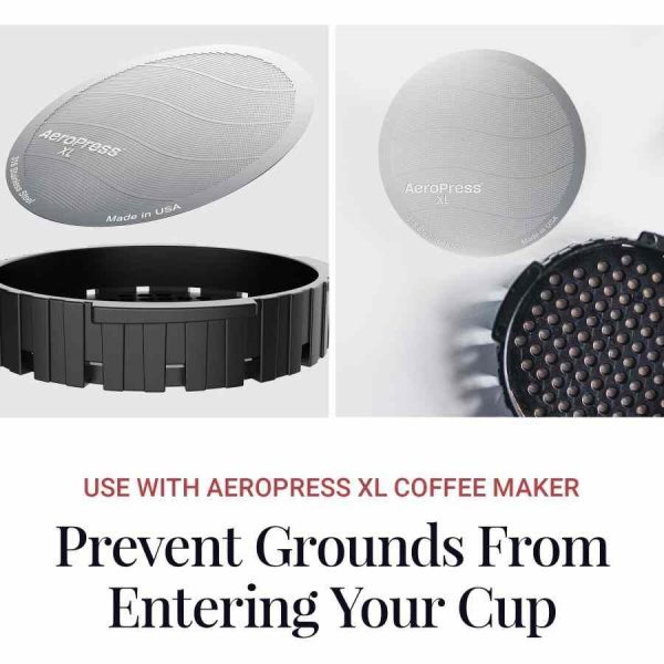 Filtro reutilizável de aço inoxidável AeroPress XL para café fresco e delicioso - Compatível com Aerobie AeroPress - Acessório premium para amantes de café.