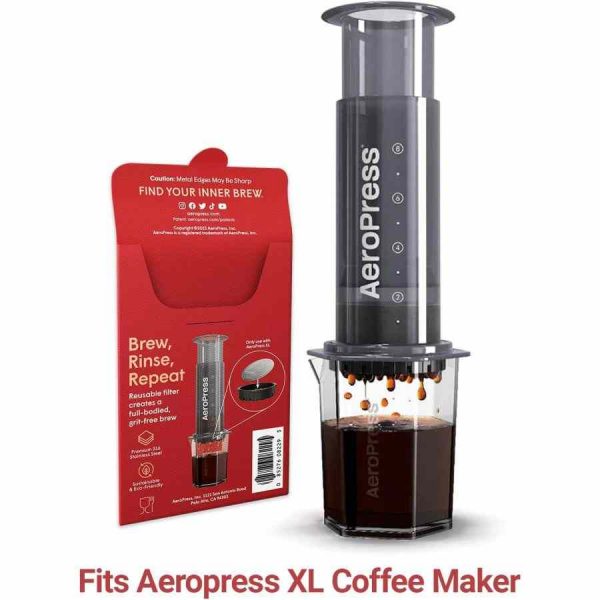 Filtro XL em aço inoxidável para AeroPress - Durável e reutilizável - Acessório premium para café - Compatível com AeroPress - Compre online.