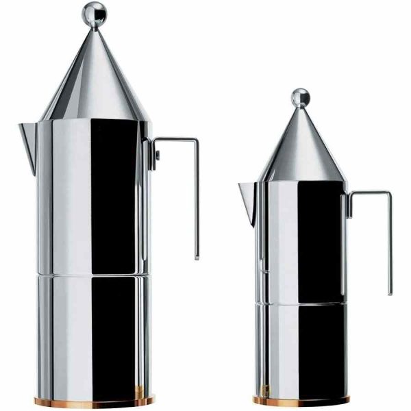 Máquina de café expresso com fogão Alessi 90002 La Conica, design elegante para 3 xícaras. Aprecie o café perfeito em casa!