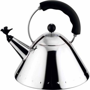 Chaleira assobiante Alessi 9093 em aço inoxidável, design elegante para cozinha moderna. Compre online e desfrute de chá perfeito.