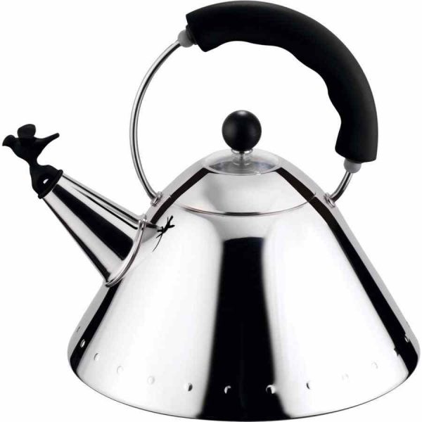 Chaleira assobiante Alessi 9093 em aço inoxidável, design elegante para cozinha moderna. Compre online e desfrute de chá perfeito.