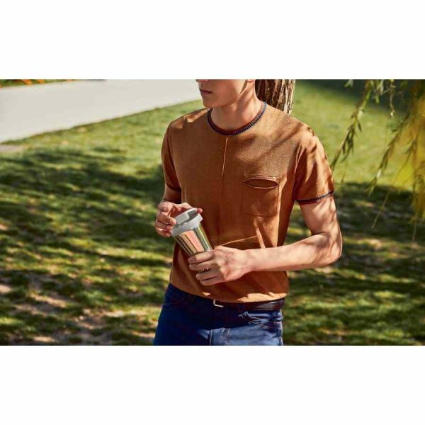 Caneca de viagem Alessi de 400 ml, parede dupla, Caffa GIA24 - perfeita para café fresco em movimento. Ideal para manter a temperatura.