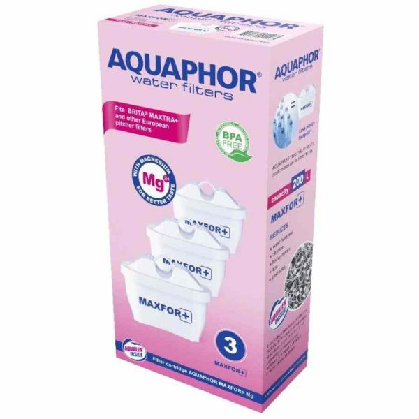 Cartucho de filtro de água Aquaphor Maxfor + com magnésio - Conjunto de 3 unidades para purificação de água de qualidade superior. Compre online agora!