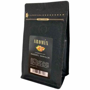 Café moído Aromix Hazzel com delicioso sabor a baunilha, 150g - Desfrute da combinação perfeita de aromas e qualidade premium. Ideal para os amantes de café!