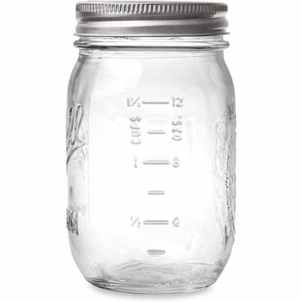Frasco Ball Mason Jar Pint Regular Mouth 16 onças (473 ml) - Conjunto de 6 unidades para conservas caseiras e presentes personalizados.