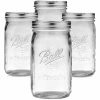Frascos Ball Mason Quart Boca Larga 32oz (945ml) - Conjunto de 4 frascos de alta qualidade para conservas e armazenamento.