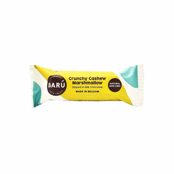 Barra crocante de marshmallow de chocolate ao leite com caju Barú 30 g - Caixa 18 un, delícia única para saborear e partilhar. Compre já!