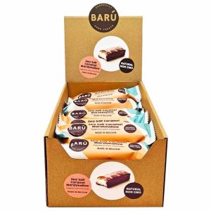 Barra de Chocolate Amargo Barú com Sal Marinho e Marshmallow de Caramelo - Caixa com 18 unidades. Delícia gourmet de 30g cada. Garanta já a sua!