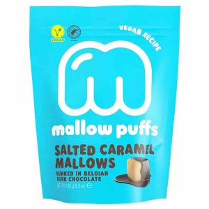Deliciosos Barú Folhados com Malva, Caramelo Salgado e Chocolate Amargo de 100g - Lanche gourmet de luxo online.