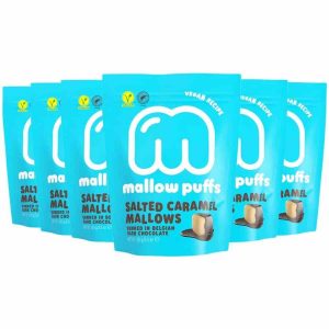 Barú Folhados de Malva: Delicioso chocolate amargo com caramelo salgado em embalagem de 6 unidades de 100g. Perfeito para os amantes de doces sofisticados!