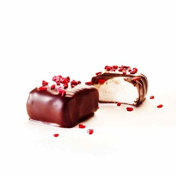 Barú Marshmallows Chocolate Amargo, Framboesa 10 x 120 g - Delicie-se com marshmallows de framboesa cobertos com chocolate negro de qualidade. Compre online e desfrute!