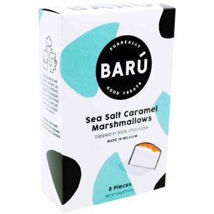Deliciosos marshmallows de Barú com Chocolate Amargo, Sal Marinho e Caramelo, 120 g - Um doce de alta qualidade para saborear.