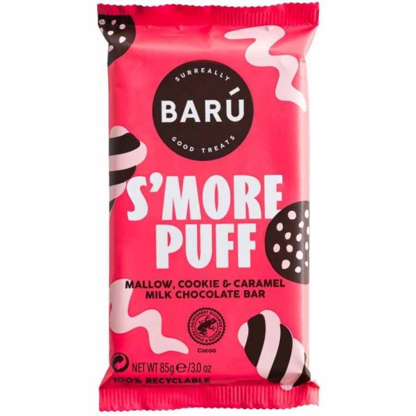 Chocolate de Leite Barú Barra S’more Puff Bonkers 85g - Delicioso chocolate de leite com marshmallow, puff e biscoito. Ideal para degustar!