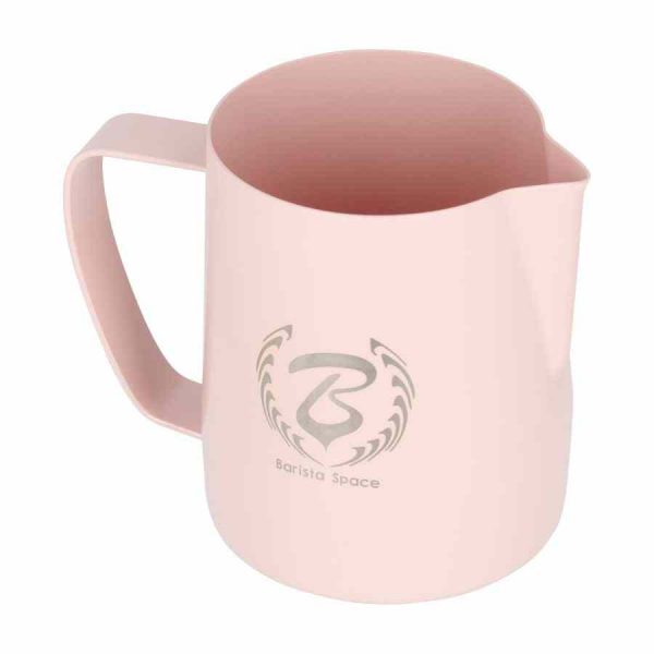 Jarro de leite Barista Space, Teflon rosa para baristas perfeitos. Adquira já este utensílio de qualidade para espumar leite!