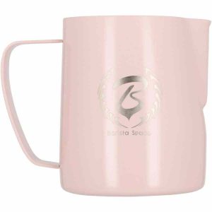 Jarro de leite Barista Space, Teflon rosa para espumar leite como um profissional. Utensílio de alta qualidade para baristas exigentes. Compre já!