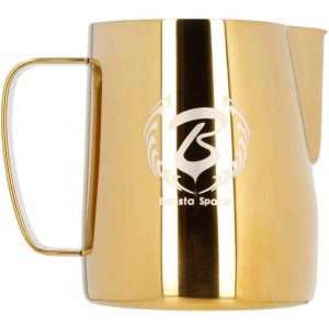 Jarra de leite Barista Space dourada para latte art, 600ml - acessório de alta qualidade para baristas. Ideal para café expresso.