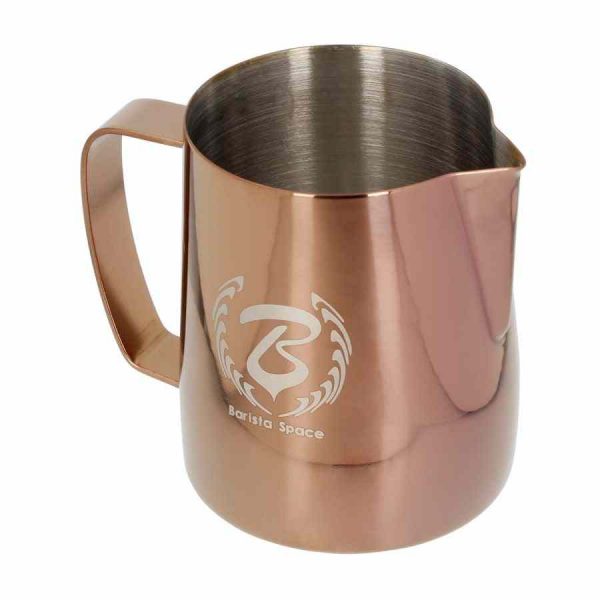 Jarra de leite Barista Space, ouro rosa - Ferramenta essencial para a arte do café. Compre já esta jarra de alta qualidade!