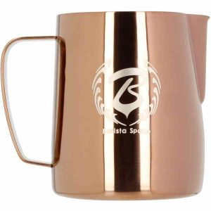 Jarra de leite Barista Space em ouro rosa para criar arte latte | Utensílio essencial para baristas profissionais, design elegante e durável | Compre online!