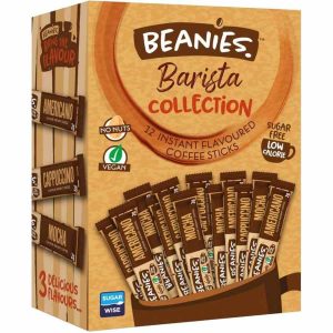 Beanies Barista Collection 12 Bastões de Café Instantâneo Sabor - Desfrute de um café instantâneo de alta qualidade em casa ou em movimento. Ideal para os amantes de café exigentes.