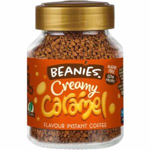 Desfrute do sabor cremoso e envolvente do Café Instantâneo Beanies com Caramelo - embalagem de 50g. A indulgência do café perfeito!