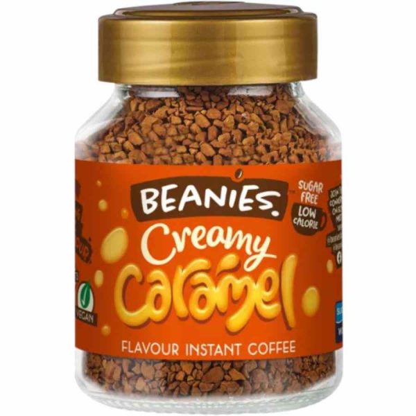 Desfrute do sabor cremoso e envolvente do Café Instantâneo Beanies com Caramelo - embalagem de 50g. A indulgência do café perfeito!