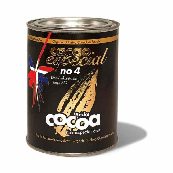 Chocolate quente dominicano em pó Becks Especial nº. 4, 250g, origem única - Delicie-se com o melhor sabor! Compre online agora.