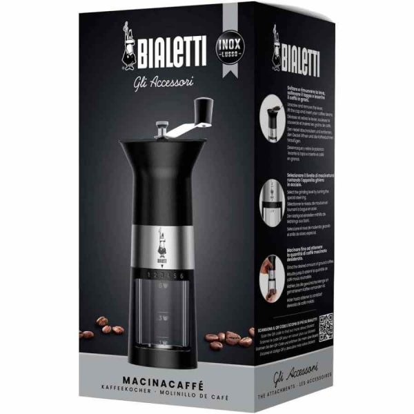 Moedor de café preto Bialetti - Design elegante para moer café fresco em casa. Ideal para amantes de café exigentes. Compre já!