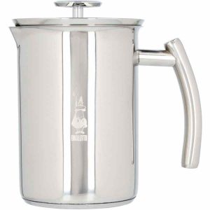Espumante de Leite Bialetti em Aço Inox para Cappuccinos 330 ml - Prepare deliciosas espumas de leite para os seus cafés em casa.