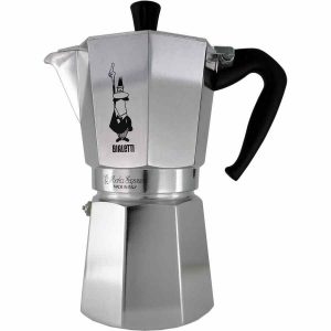 Cafeteira de fogão Bialetti Moka Express para café expresso autêntico. Prepare café requintado em casa com esta máquina de qualidade.