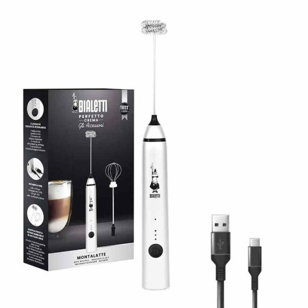 Batedor de leite Bialetti Montalatte: Design elegante, funcionamento USB. Ideal para espumar leite rapidamente em casa. Compre já!