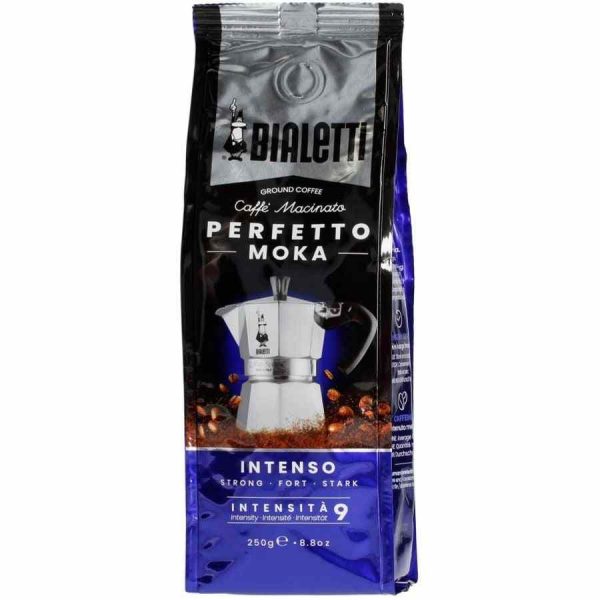 Café moído Bialetti Perfetto Moka Intenso 250 g, o segredo do café perfeito para apreciadores exigentes. Aproveite o sabor intenso!