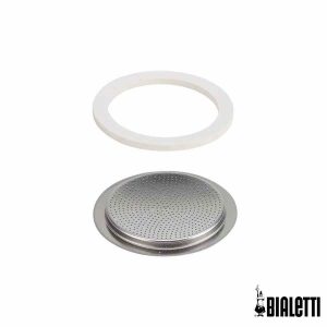 Conjunto de peças sobressalentes Bialetti para Moka Express e fogão de indução - Substituição de junta e placa de filtro para café expresso.