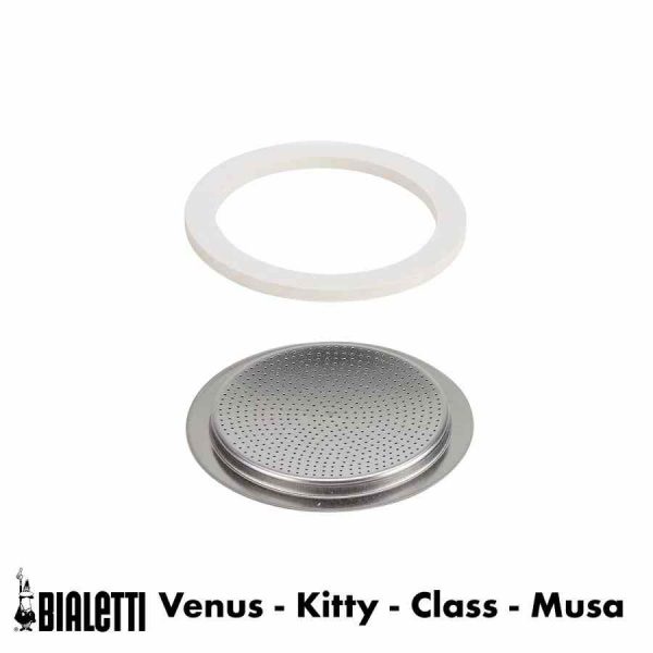 Conjunto de peças sobressalentes e filtro Bialetti para cafeteiras Venus, Kitty, Class e Musa Moka. Substituição original de qualidade premium.
