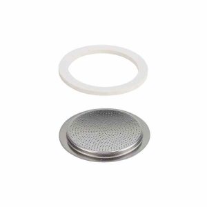Junta sobressalente e placa de filtro Bialetti para potes Venus, Kitty, Class e Musa Moka - Peças de reposição de qualidade para máquinas de café Moka.