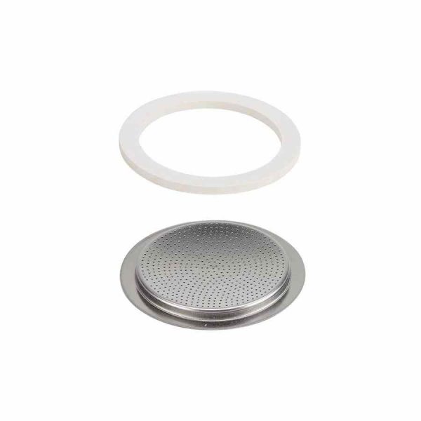 Junta sobressalente e placa de filtro Bialetti para potes Venus, Kitty, Class e Musa Moka - Peças de reposição de qualidade para máquinas de café Moka.