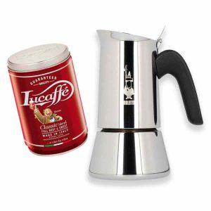 Conjunto Bialetti Venus Moka Pote com Café Moído Lucaffé Classic 250g - Aromas intensos para momentos de prazer à mesa