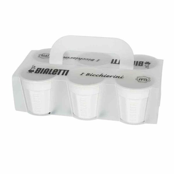 Copos de Espresso em Cerâmica Branca Bialetti 90 ml, conjunto de 6 unidades - Chávenas de qualidade premium para café. Ideal para apreciadores de café.