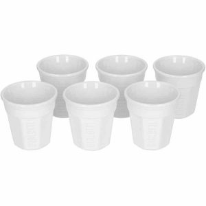 Copos Espresso Cerâmica Branca Bialetti 90 ml, conjunto de 6 copos elegantes para café, qualidade premium para desfrutar em casa ou no escritório.