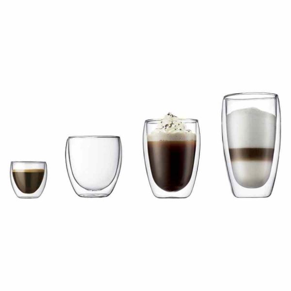 Copos de Parede Dupla Bodum Pavina em Vidro Transparente - Conjunto de 2. Design Premium para Servir Bebidas Quentes e Frias. Ideal para Café e Chá.