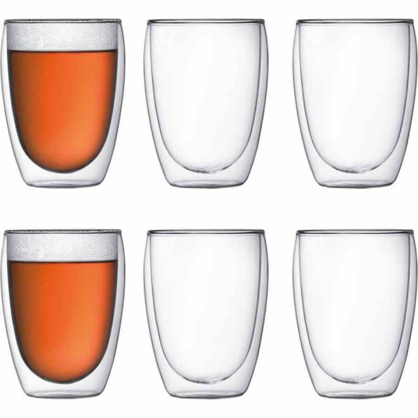 Copos Bodum Pavina em Vidro de Parede Dupla para Bebidas Quentes e Frias - Conjunto de 2 Unidades, 250ml cada. Adicione sofisticação à sua rotina!